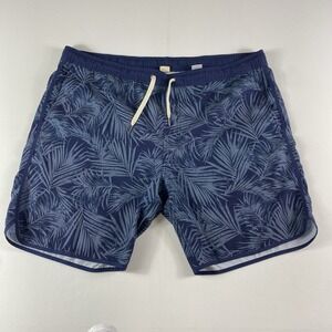 Fair Harbor Shorts Mens XL Blue Lined Athletic Palms Drawstring 8" Inseam
